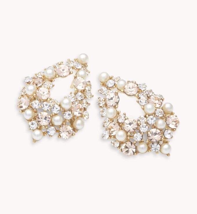 Alice Pearl Earrings Ivory Silk Gold main image 1