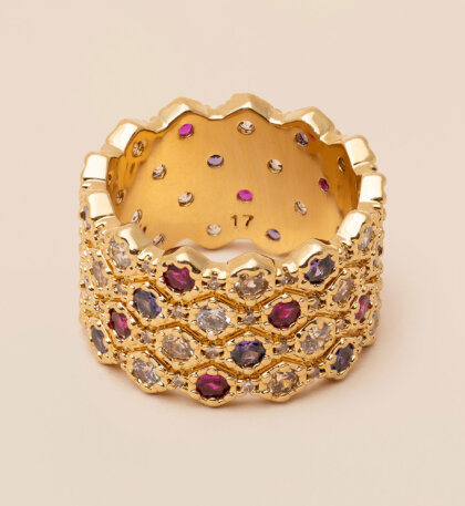 Halo ring - Ruby