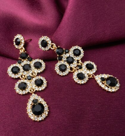 Miss Kate earrings - Jet crystal / gold